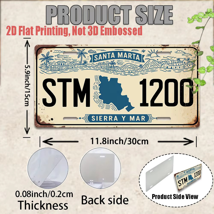 Vintage Aluminiumschild Sierra Y Mar Decor Santa Marta STM 1200 Wandkunst Multicolor B: 30,0 cm, H: 30,0 cm - Bild 2