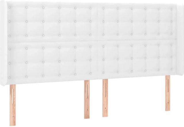 vidaXL Kopfteil mit Ohren in Weiß aus Kunstleder, B/H: 203 x 118 cm, Tiefe: 16 cm - Bild 1