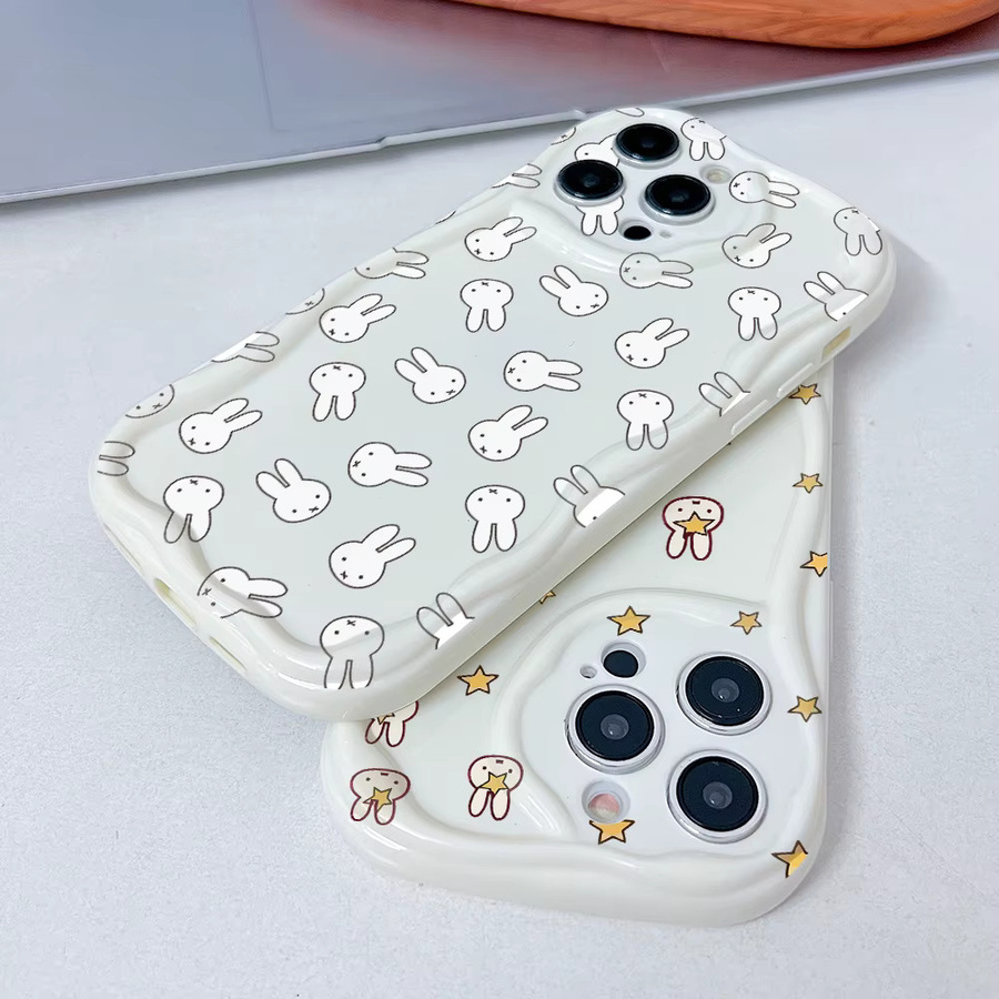 White Rabbit M-MiffIes Handyhülle für Motorola Moto G84 G75 G60 G54 G53 G52 G35 G34 G24 G22 Edge 50 E22 E14 5G mit 3D Wave Soft Capa in Weiß - Bild 1