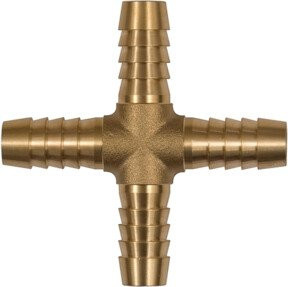 Riegler Kreuz-Schlauchverbindungsstutzen aus Messing für Schlauch LW 4 mm in Gold - Bild 1