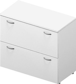 Hängeregistraturschrank Arlon Office mit 2 Ordnerhöhen, weiß/silber, B/T/H: 90 x 45 x 81,6 cm - Bild 1