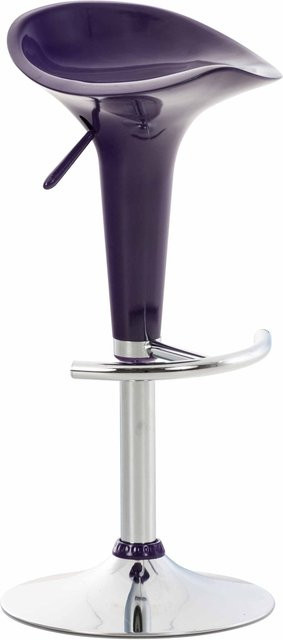 TPFLiving Barhocker Saddle mit Metallgestell in Chromoptik und Kunststoff-Sitzfläche, Farbe: Lila - Bild 1