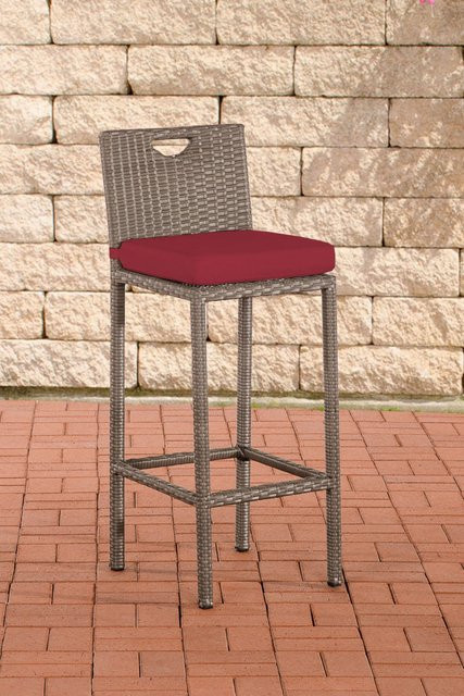 TPFGarden Barhocker Marlies in Rubinrot und Grau aus Rattan und Kunststoff für den Garten, H x B x T: 107 x 44 x 40 cm - Bild 1