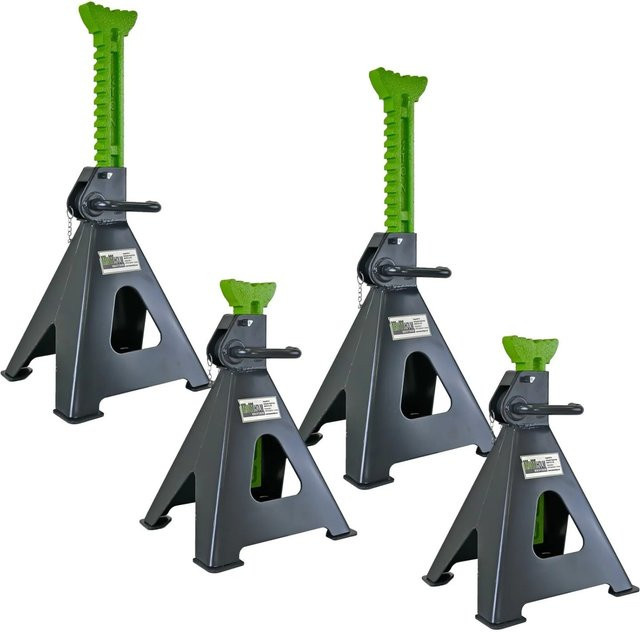 TRUTZHOLM Unterstellbock Set 4 Stück, Traglast 12 Tonnen pro Stütze, Farbe Anthrazit/Grün, Höhe: 490 bis 750 mm - Bild 1