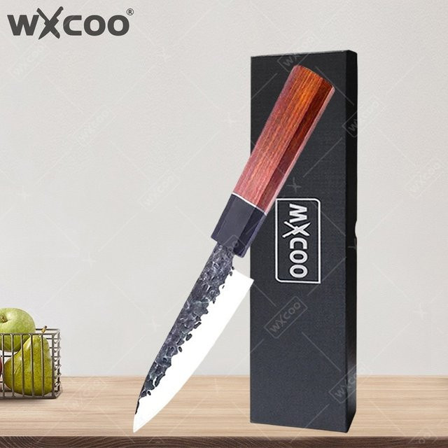 WXCOO Japanisches Obstmesser aus Edelstahl mit Holzgriff in Braun inklusive Aufbewahrungsbox - Bild 1