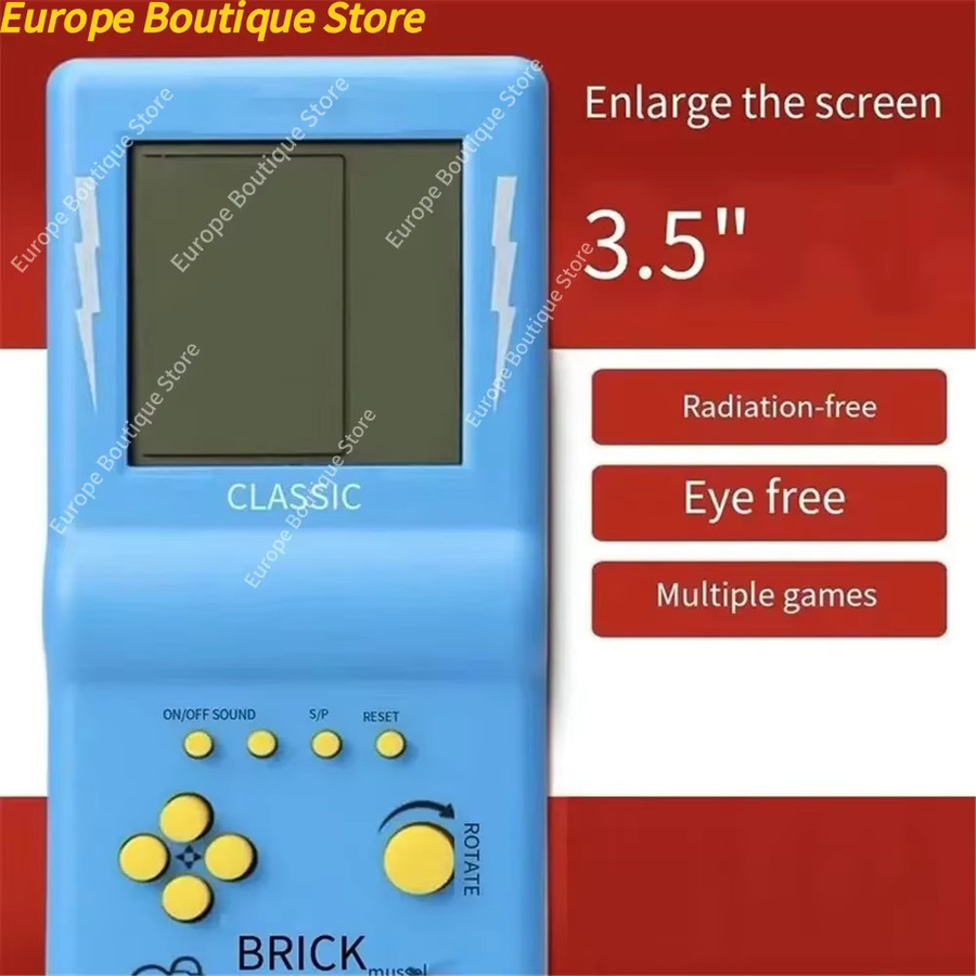 Retro Handheld Spielkonsole Tetris Mini Puzzle Spielzeug für Kinder in Blau mit 3,5 Zoll Display - Bild 4