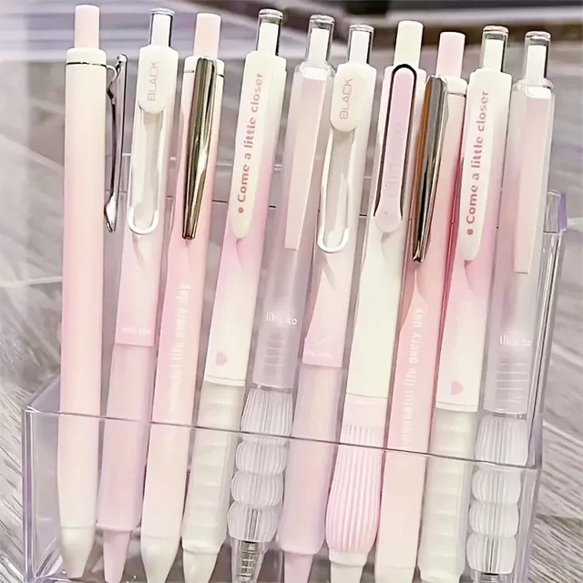 5 Stück Gelstifte in Rosa Rouge mit 0,5 mm feiner Spitze und schwarzer Tinte für Schule und Büro - Bild 1