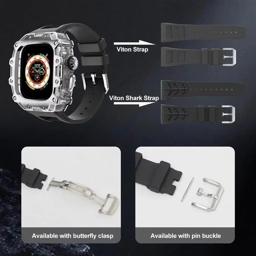 FancyWrist Modifikationskit für Apple Watch Ultra, Edelstahl, Silber, Kristall - Bild 4
