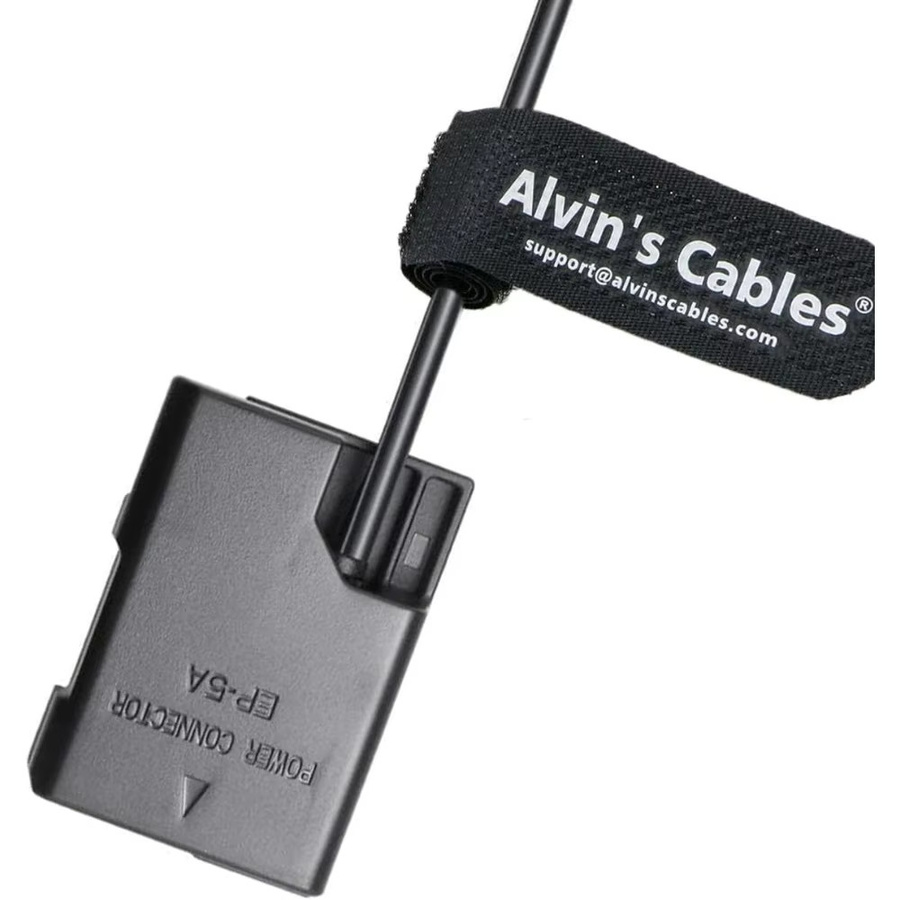 Alvin's Cables EN-EL14 Dummy-Akku mit USB-C Spiralkabel Netzteil für Nikon D3100 D3200 D3300 Kameras in Schwarz - Bild 3
