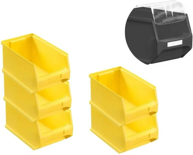 PROREGAL SparSet 5 x Sichtlagerbox 3.0 mit Abdeckung, Gelb, H x B x T: 12,5 x 14,5 x 23,5 cm - Bild 1