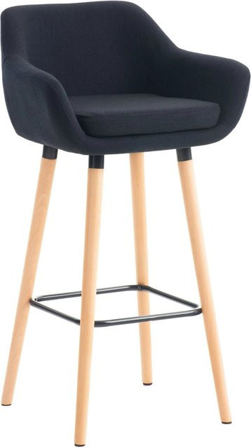 DELUKE Barhocker VILO mit Lehne in Schwarz mit Stoffbezug aus Polyester und Buche, H: 99 cm, B: 55 cm, T: 46 cm - Bild 1