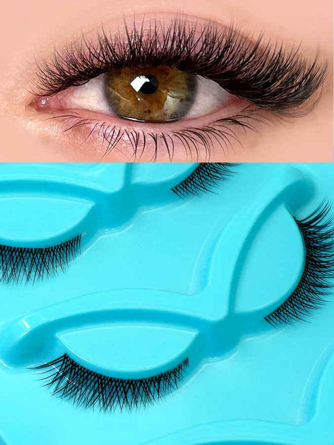 VELTRINAY Cat-Eye Kunstwimpern, 3 Paar, transparentes Band - Bild 3
