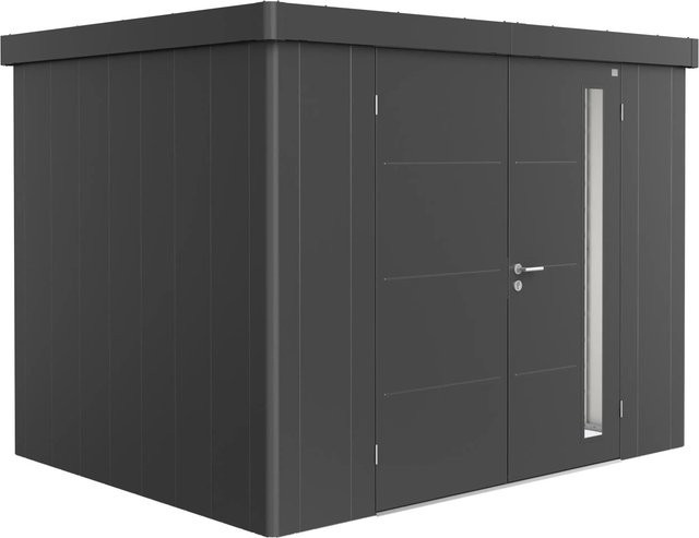 Biohort Gerätehaus Neo 2C mit Doppeltüre aus Stahl in Dunkelgrau-Metallic, B/H/T: 292 x 222 x 236 cm - Bild 1