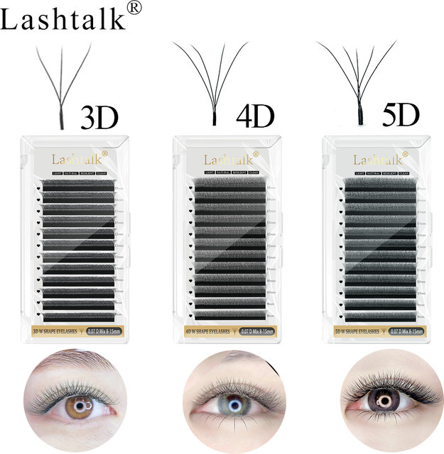 Nagaraku Lashtalk W-Form Fächer-Wimpernverlängerungen, 3D Black, Natürlich - Bild 1