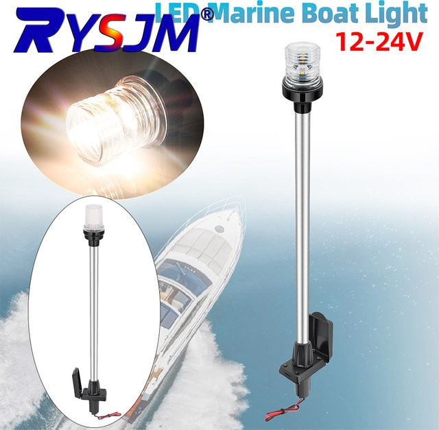 Omnidirektionales LED-Navigationslicht für Marine-Boote und Yachten in Weiß mit schwarzem Gehäuse und transparentem Kunststoff, 12V - Bild 1