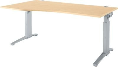 Schäfer Shop Genius Schreibtisch ERGOSTYLE S, manuell höhenverstellbar, Rechteck, C-Fuß, Ahorn/Weißaluminium, B: 180 cm, T: 80-100 cm, H: 67,5-89,5 cm - Bild 1