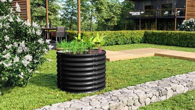 Vitavia Hochbeet Terra 630 Modell Rund, schwarz, Höhe: 63 cm - Bild 1