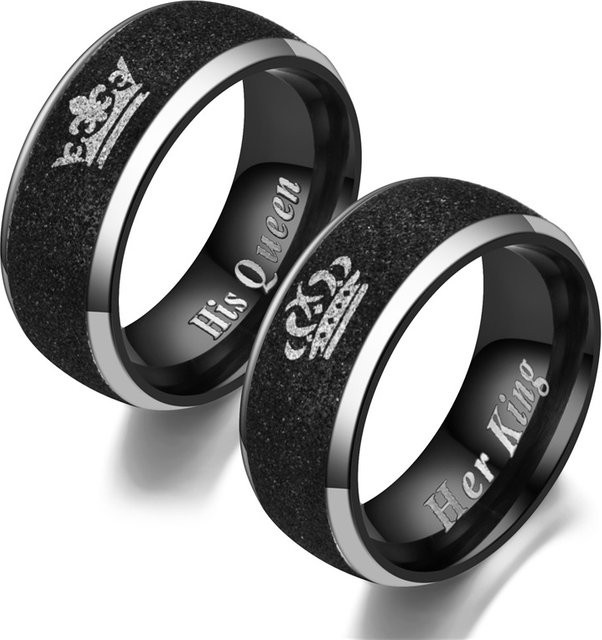DAIPAN Ringe, Edelstahl, Schwarz, Buchstaben, Unisex - Bild 1
