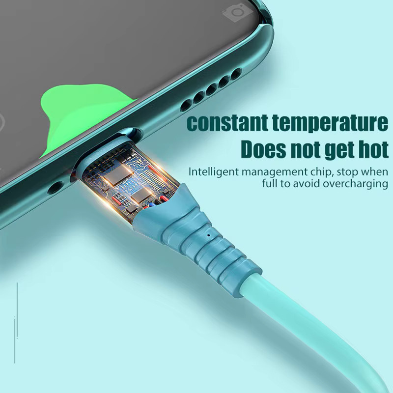 Beleuchtetes USB-C Flüssigkeits-Schnellladekabel aus Silikon in Pink für Apple und Android - Bild 3