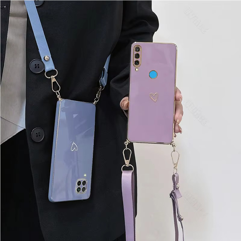 Huawei Handyhülle mit Liebe Herz Crossbody Lanyard Strap in Grün für P30 Lite P30 P20 P40 Lite Pro P smart 2019 Smart Z plus 2018 - Bild 2