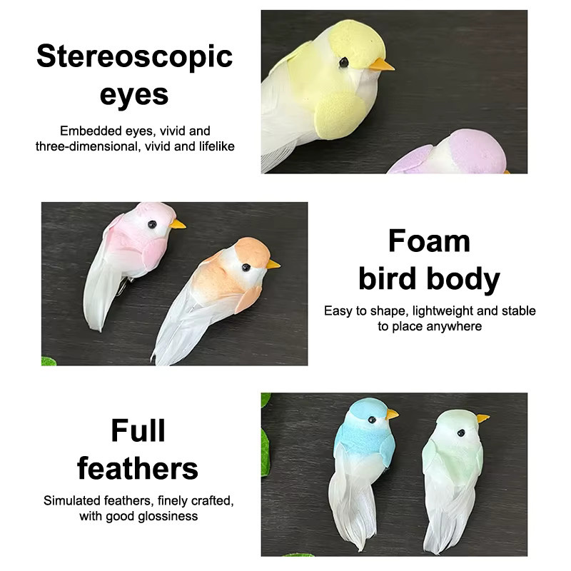 2 Stück JETTING künstliche Vögel aus Schaumstoff in Mehrfarbig als Deko-Modelle für Bastelarbeiten und Blumendekoration - Bild 4