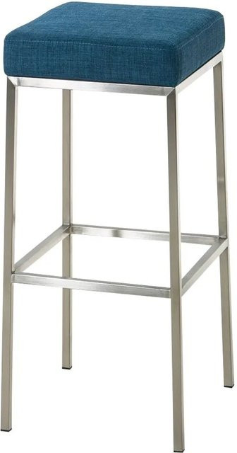 DELUKE Barhocker BIDAN Barstuhl aus Stoff in Blau mit Lehne, B/T/H: 37 x 37 x 85 cm - Bild 1