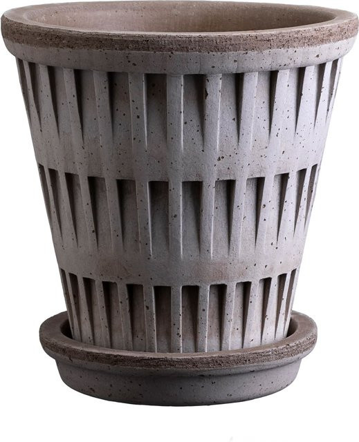 Bergs Potter Blumentopf Pantheon Raw in Grey mit Untersetzer, Durchmesser: 16 cm - Bild 1