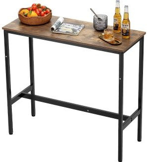 VEVOR Bistrotisch mit Metallrahmen und MDF-Platte, schmaler Bartisch für Kneipe und Café, Braun & Schwarz, B/T/H: 99,1 x 40,6 x 90,2 cm - Bild 1