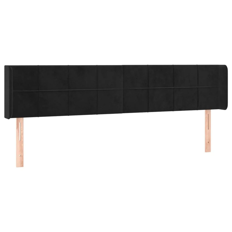 vidaXL LED Kopfteil aus Samt in Schwarz mit USB-Ladeport und integrierter Beleuchtung, B: 203 cm, T: 16 cm, H: 78-88 cm - Bild 2