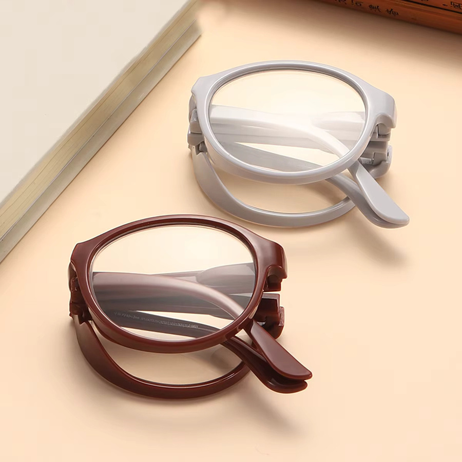Tragbare faltbare Lesebrille, Unisex, Vollrand, Rund, Kunststoff, Anti-Blaulicht - Bild 1