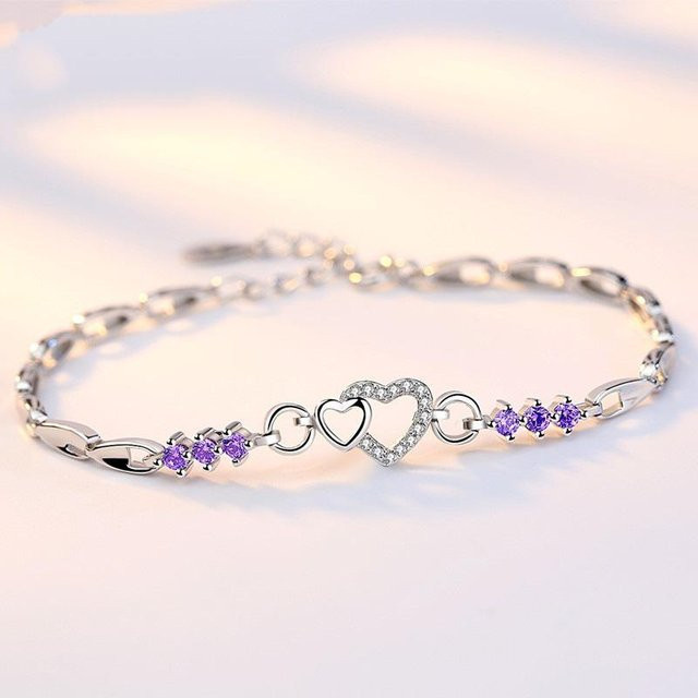 Grace Charm Armband, 925 Silber, Kristall Zirkonia, Damen, Lila - Bild 1