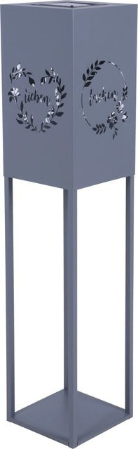 DELUKE Dekosäule LISBON mit LED aus Stahl in Grau, B/T/H: 22 x 22 x 100 cm - Bild 1