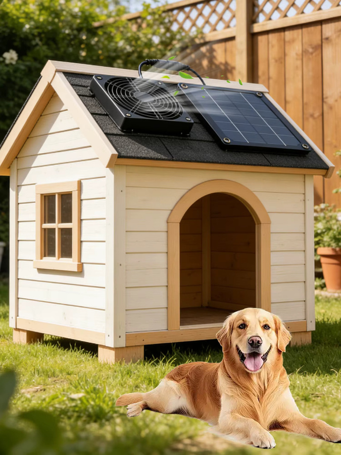 Elegeek Solarbetriebener Lüfter-Kit 3W, monokristallin, 12V DC5521, tragbarer 120mm Abluftventilator in Schwarz - Bild 1