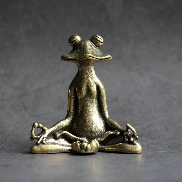 Yiran toy Antike Messing Froschstatue als Räuchergefäß und Teetier in Gold und Kupfer - Bild 1