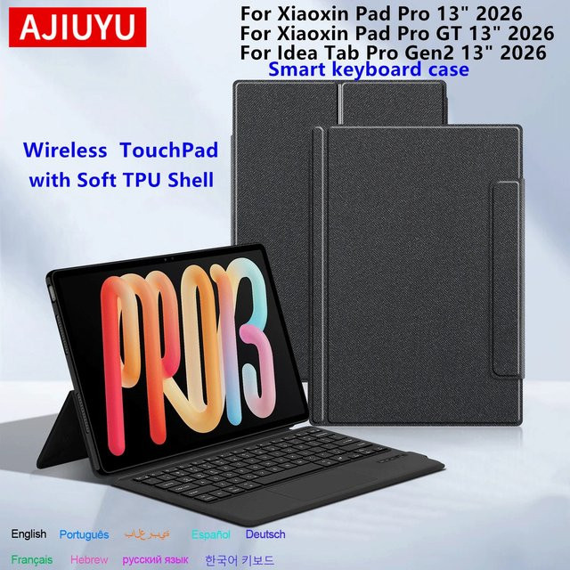 AJIUYU Touchpad-Tastatur und Hülle für Lenovo Xiaoxin Pad Pro 13 / GT 13 Zoll 2026 und Idea Tab Pro Gen 2 13 Zoll, Schwarz - Bild 1