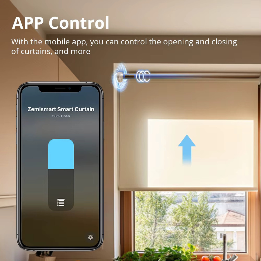 Zemismart Matter Over WiFi Elektrischer Vorhangmotor für 25 mm und 28 mm Rohre, kompatibel mit HomeKit, SmartThings, Alexa und Google Home - Bild 1