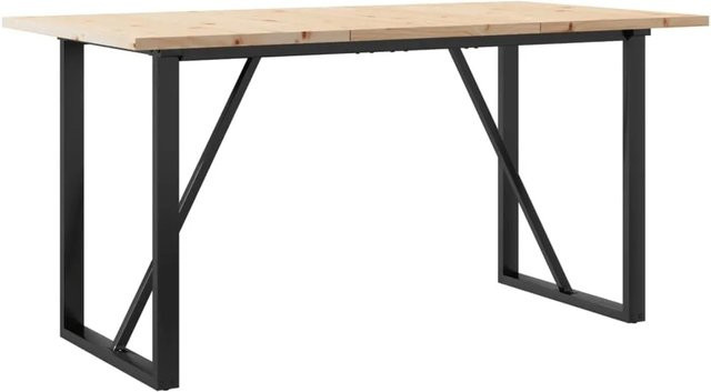 vidaXL Esstisch aus Massivholz Kiefer und Gusseisen in Braun, B/T/H: 140 x 80 x 75,5 cm - Bild 1