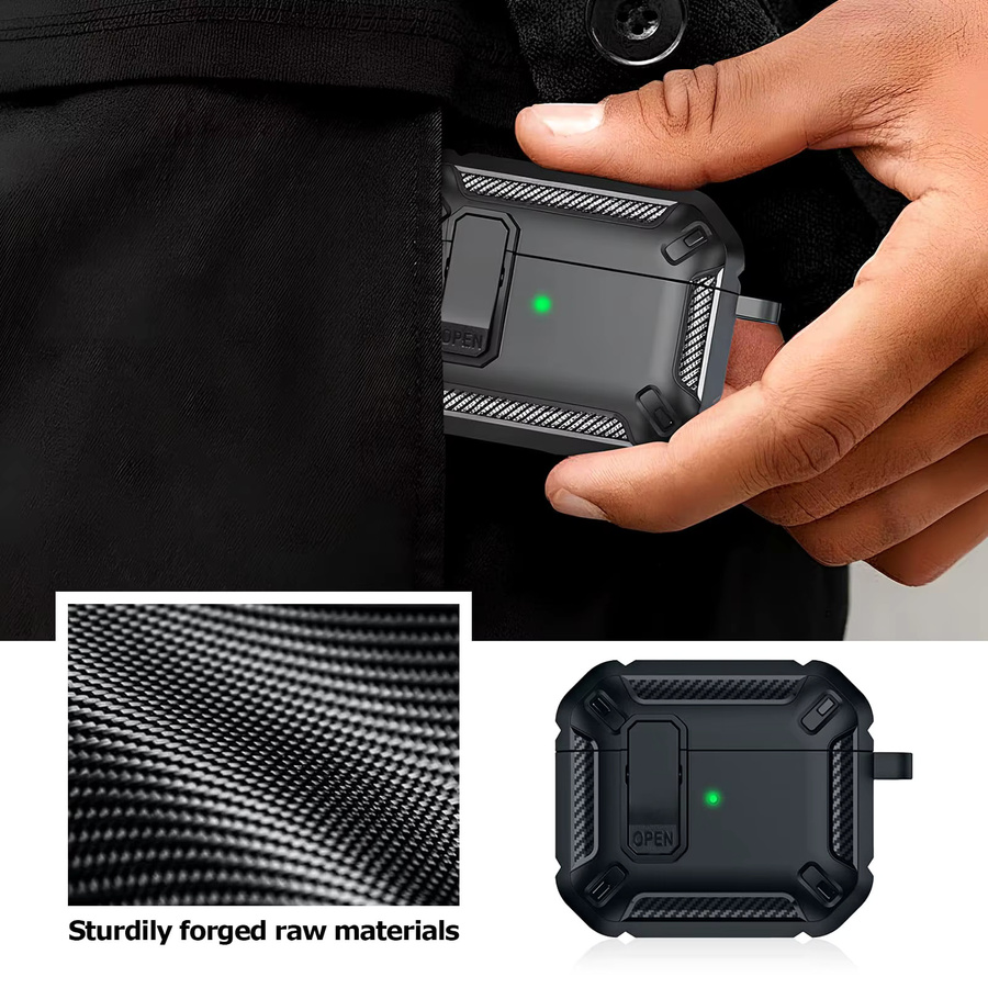 Apple AirPods Pro 3 Secure Lock Kopfhörerhülle in Schwarz oder Transparent mit Reinigungsstift und stoßfester Hartschale - Bild 3