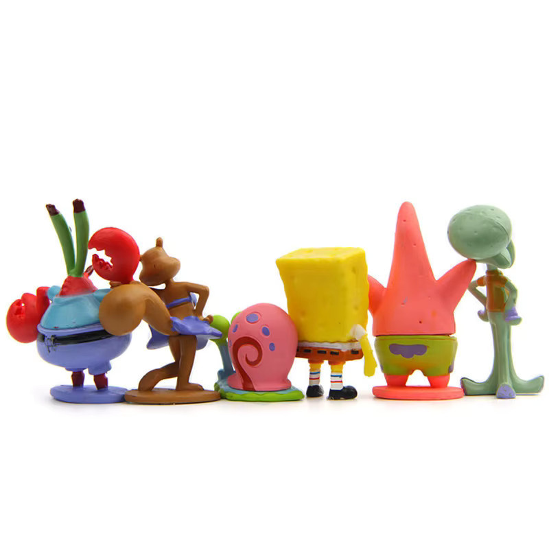 Potdemiel Spongebob Anime Figuren Set Patrick Star und Octopus Bruder als handgemachte Cartoon Modell Spielzeuge und Ornamente für Kinder in Multicolor - Bild 2