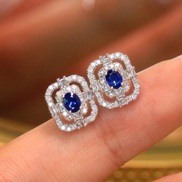 Huitan Chic Ohrstecker, Blaue Zirkonia, Damen - Bild 1