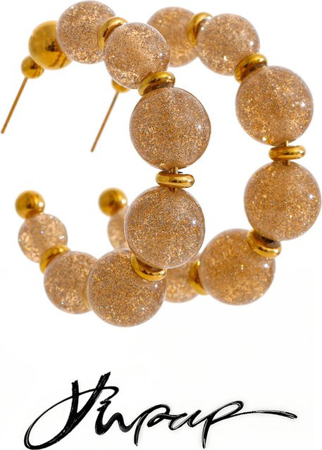 Yhpup Huggie Ohrringe, Edelstahl, Perle, Gold, Damen - Bild 1