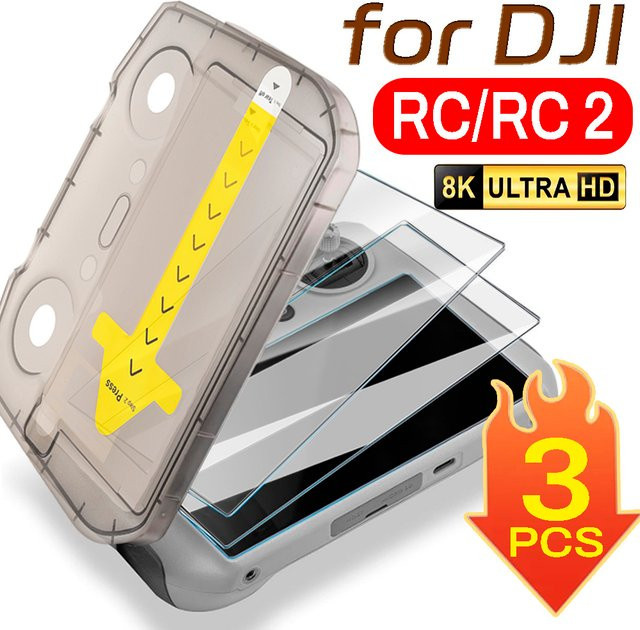 HD-Schutzfolien aus gehärtetem Glas für DJI RC und RC2 Controller, transparent, inklusive automatischem Ausrichtungsset - Bild 1