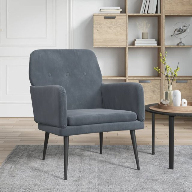 vidaXL Sessel aus Samt in Dunkelgrau, B/T/H: 62 x 79 x 79 cm - Bild 2