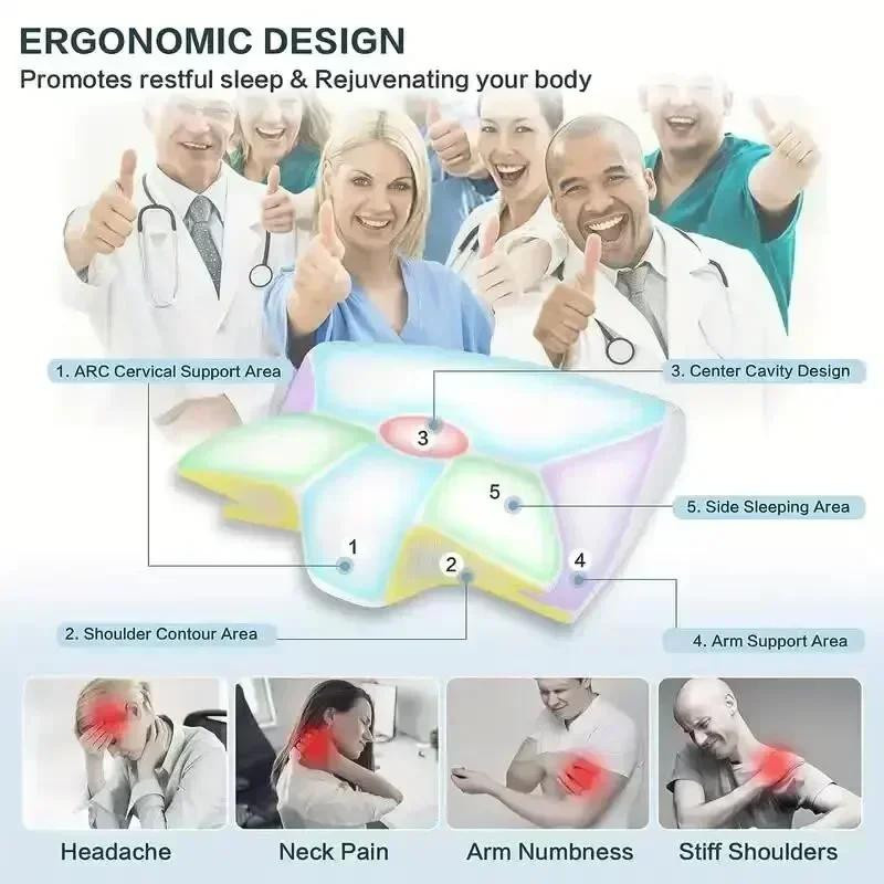 Ergonomisches orthopädisches Konturkissen aus Memory-Schaumstoff in Schmetterlingsform zur Linderung von Nackenschmerzen - Bild 3