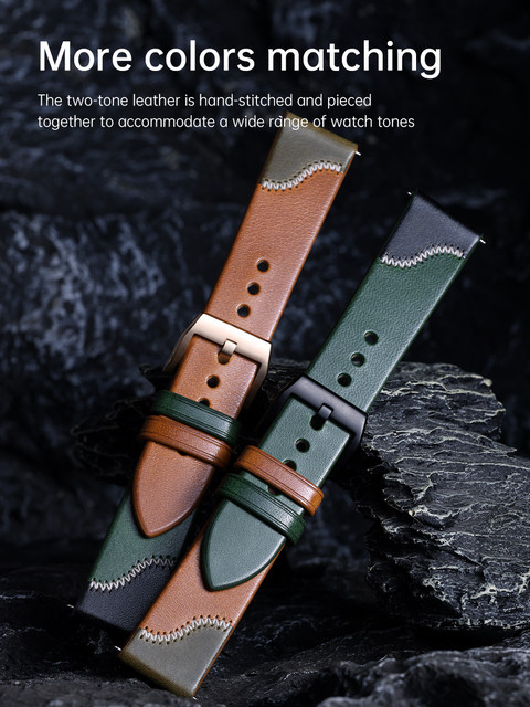 MAIKES Uhrenarmband, Bicolor, Leder, Edelstahl, Unisex - Bild 1