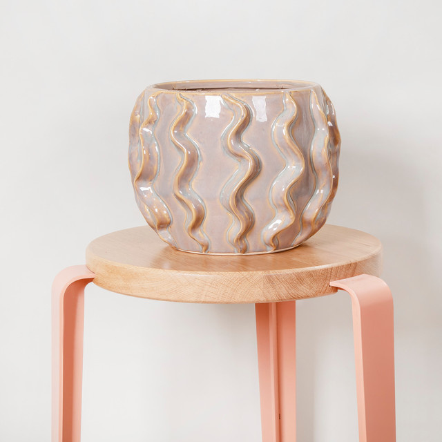 Keramik Übertopf Wavy von BLUME2000 in Beige und White für den Tisch, Höhe: 14 cm - Bild 1