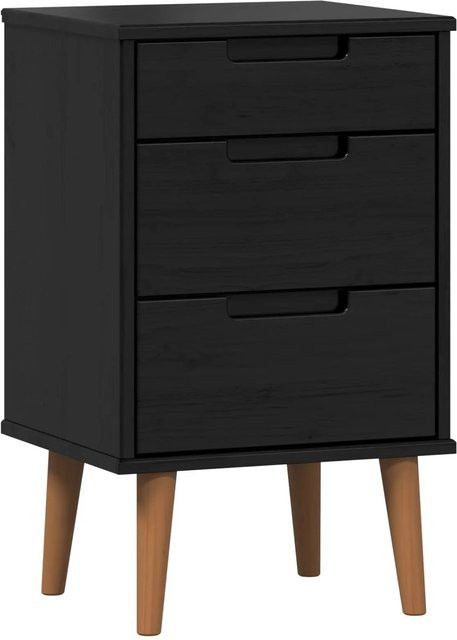vidaXL Nachttisch aus massivem Kiefernholz in Schwarz, B/T/H: 40 x 35 x 65 cm - Bild 1