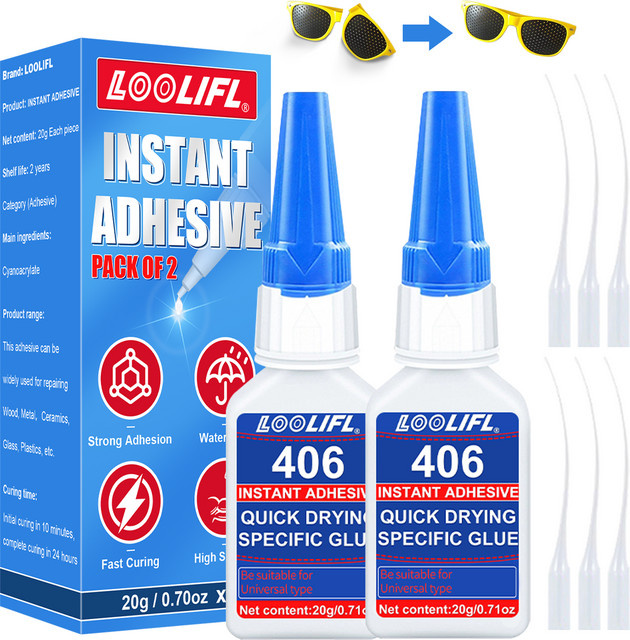 LOOLIFL Super-Cyanacrylat-Kunststoffkleber transparent für Spielzeug und Reparaturen - Bild 1