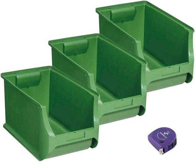 vasalat Set Stapelboxen aus Kunststoff, Grün, 3 Stück, B/T/H: 35,5 x 20,5 x 20,0 cm - Bild 1