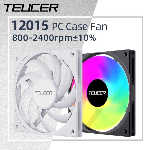 Teucer UT-12015 PC-Gehäuselüfter in Weiß, 120 mm, PWM, FDB-Lager, 800–2400 U/min, Dicke: 1,5 cm - Bild 1